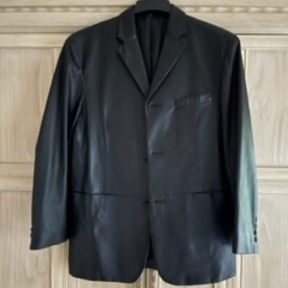 Men's Black Leather Sport Coat